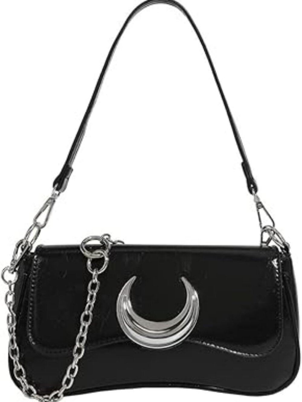 NEW Moon Purse Black Y2k Crossbody Crescent Moon Handbag Double Straps